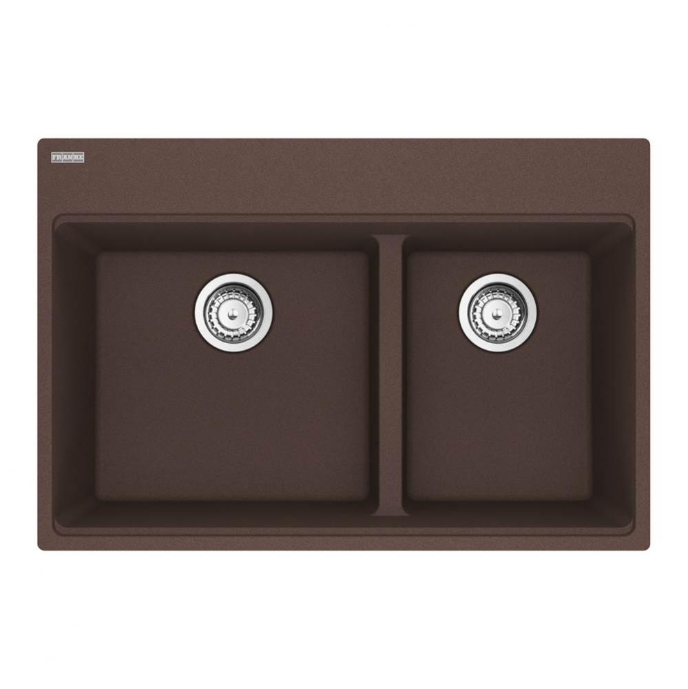 Maris Topmount 31-in x 20.9-in Granite Double Bowl Kitchen Sink in Mocha