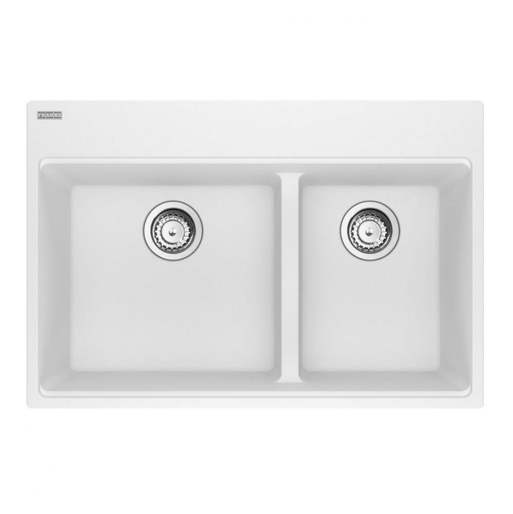 Maris Topmount 33-in x 22-in Granite Double Bowl Kitchen Sink in Polar White