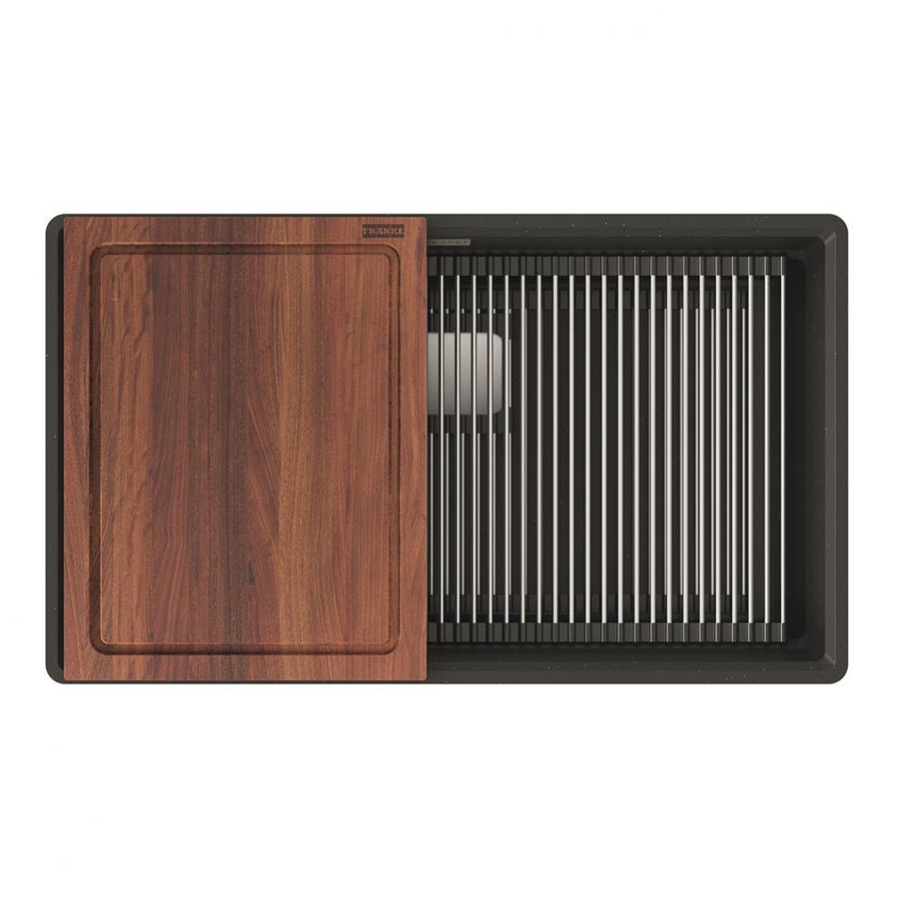 Franke Peak 32.0-in. x 18.8-in. Fragranite Undermount Single Bowl Workcenter Kitchen Sink in Matte