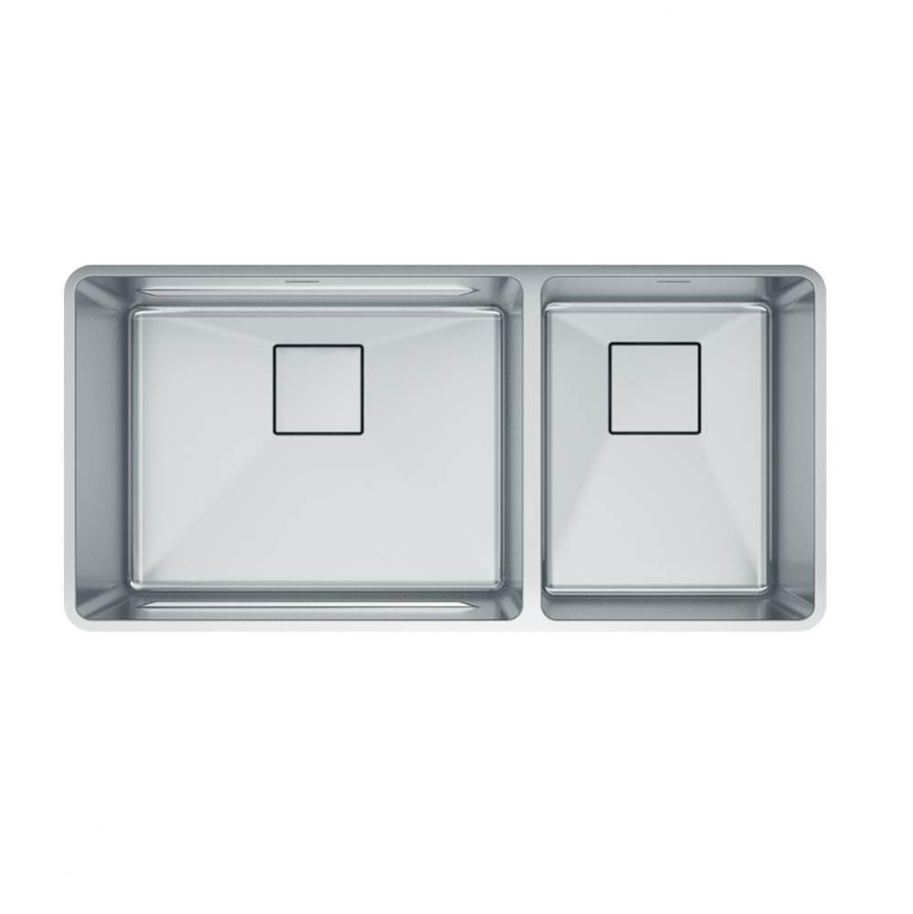 Pescara 38-in. x 18-in. 18 Gauge Stainless Steel Undermount Double Bowl Kitchen Sink - PTX160-37-C