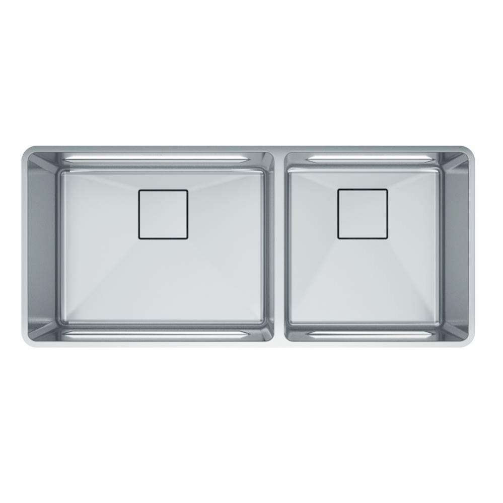 Pescara 41-in. x 18-in. 18 Gauge Stainless Steel Undermount Double Bowl Kitchen Sink - PTX160-40-C