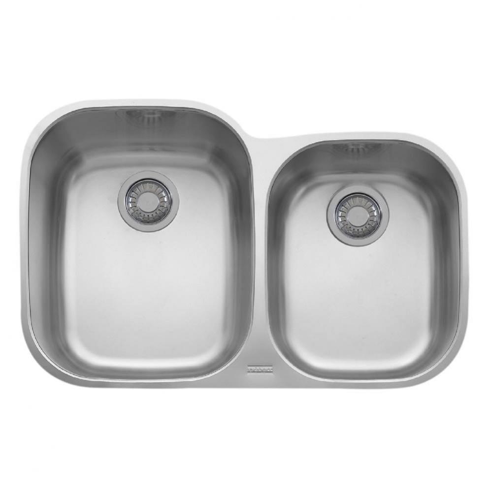 Regatta 31.5-in. x 20.5-in. 18 Gauge Stainless Steel Undermount Double Bowl Kitchen Sink - RGX160-