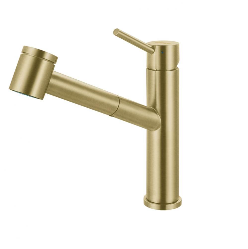 Steel 9-in Single Handle Pull-Out Kitchen Faucet in Gold, STL-PO-IBK