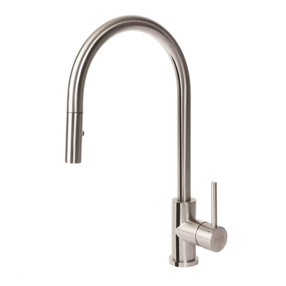 Cube Pull Down Kitchen Faucet, Steel Finish