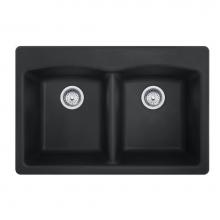 Franke Residential Canada EDOX33229-1-CA - Ellipse 33.0-in. x 22.0-in. Onyx Granite Dual Mount Double Bowl Kitchen Sink - EDOX33229-1-CA