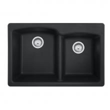 Franke Residential Canada EOOX33229-1-CA - Ellipse 33.0-in. x 22.0-in. Onyx Granite Dual Mount Double Bowl Kitchen Sink - EOOX33229-1-CA