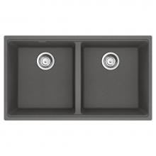Franke Residential Canada MAG1201515-SHG-S - Franke Maris Undermount 33-in x 18.94-in Fragranite Double Bowl Kitchen Sink in Stone Grey