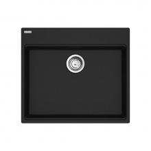 Franke Residential Canada MAG61023ADA-ONY-S - Franke Maris Dual Mount 25-in x 22-in Fragranite ADA Single Bowl Kitchen Sink in Onyx