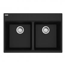 Franke Residential Canada MAG6201414-ONY-S - Maris Topmount 31-in x 20.88-in Granite Double Bowl Kitchen Sink in Onyx