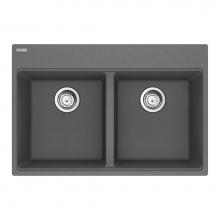 Franke Residential Canada MAG6201414-SHG-S - Maris Topmount 31-in x 20.88-in Granite Double Bowl Kitchen Sink in Stone Grey