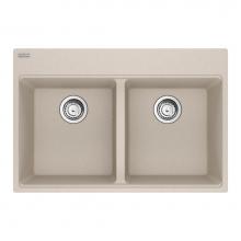 Franke Residential Canada MAG6201515-CHA-S - Franke Maris Dual Mount 33-in x 22-in Fragranite Double Bowl Kitchen Sink in Champagne