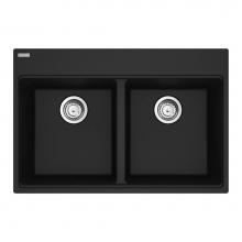 Franke Residential Canada MAG6201515-MBK-S - Franke Maris Dual Mount 33-in x 22-in Fragranite Double Bowl Kitchen Sink in Matte Black