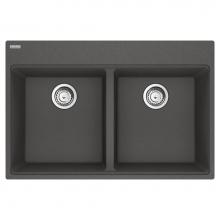 Franke Residential Canada MAG6201515-SLG-S - Maris Topmount 33-in x 22-in Granite Double Bowl Kitchen Sink in Slate Grey