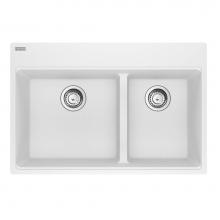 Franke Residential Canada MAG6601611LD-PWT-S - Franke Maris Dual Mount 31-in x 20.9-in Fragranite Double Bowl Kitchen Sink in Polar White