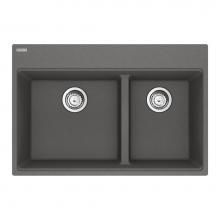 Franke Residential Canada MAG6601611LD-SHG-S - Franke Maris Dual Mount 31-in x 20.9-in Fragranite Double Bowl Kitchen Sink in Stone Grey