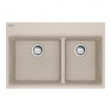 Franke Residential Canada MAG6601812LD-CHA-S - Franke Maris Dual Mount 33-in x 22-in Fragranite Double Bowl Kitchen Sink in Champagne
