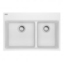 Franke Residential Canada MAG6601812LD-PWT-S - Maris Topmount 33-in x 22-in Granite Double Bowl Kitchen Sink in Polar White