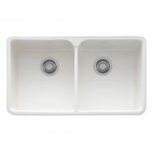 Franke Residential Canada MHK720-31WH - Manor House 31.25-in. x 19.75-in. White Apron Front Double Bowl Fireclay Kitchen Sink - MHK720-31W