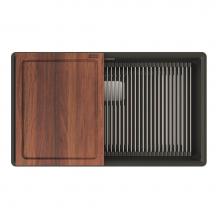 Franke Residential Canada PKG11031MBK-WKC - Franke Peak 32.0-in. x 18.8-in. Fragranite Undermount Single Bowl Workcenter Kitchen Sink in Matte