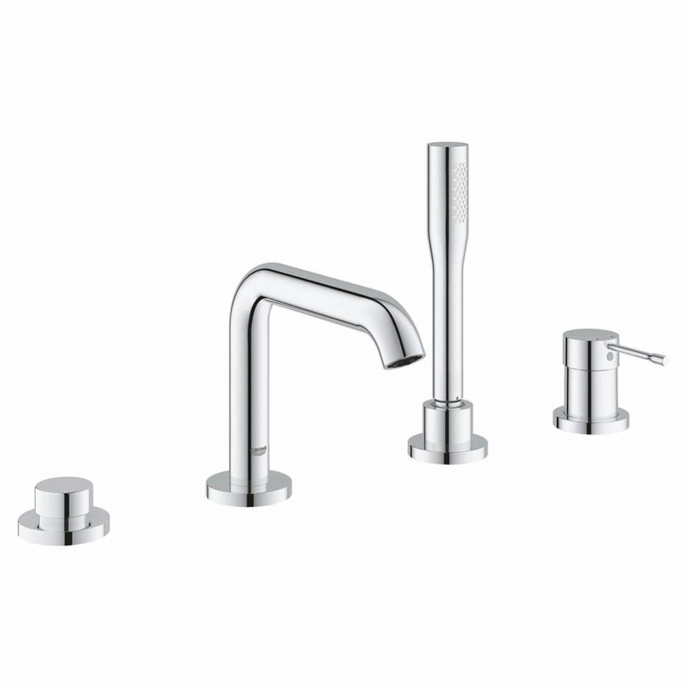 4 Hole Single Handle Deck Mount Roman Tub Faucet with 20 GPM Hand Shower