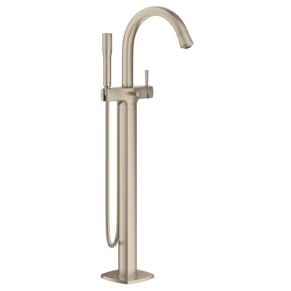 Grandera Floor Standing Tub Filler, Brushed Nickel