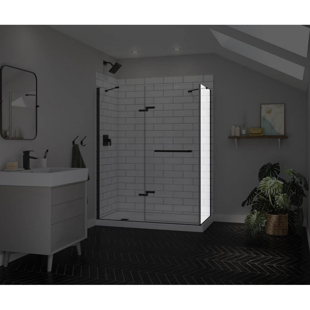 Reveal Sleek 71 Return Panel for 32 in. Base with Clear glass in Matte Black