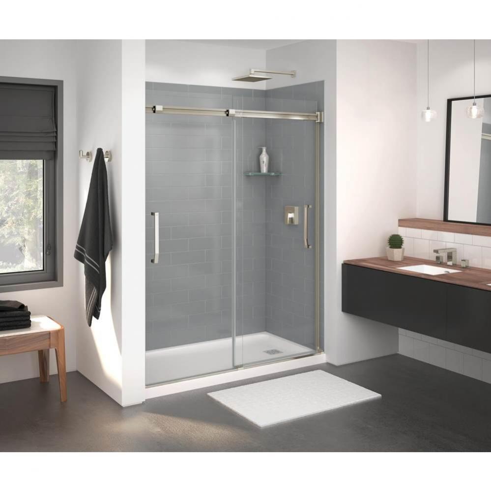 Inverto 56-59 in. x 74 in. Bypass Alcove Shower Door with Clear Glass in Brushed Nickel