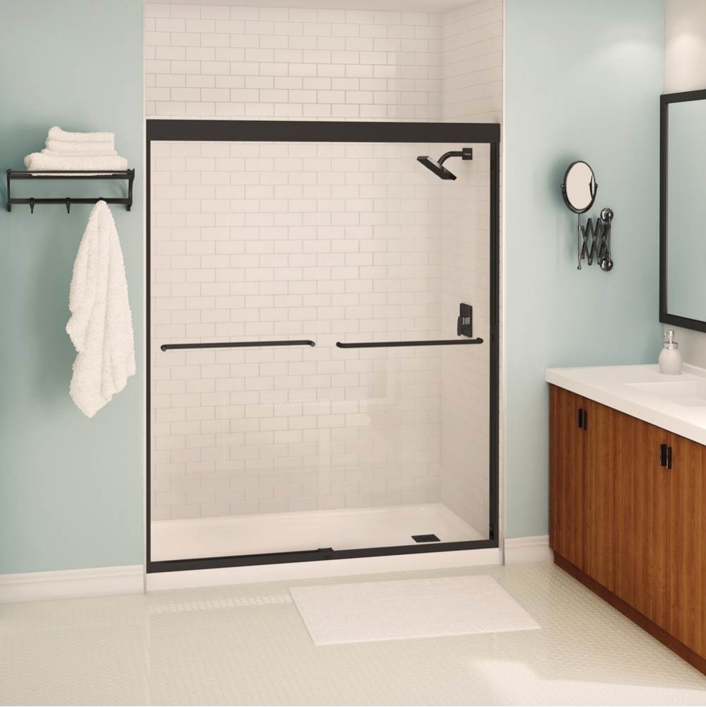 Aura 51-55 x 71 in. 6 mm Bypass Shower Door for Alcove Installation with Clear Glass in Matte Blac