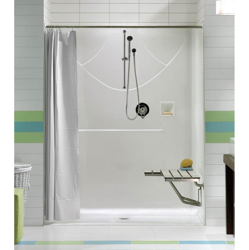 Outlook BFS-60F 62.75 in. x 33.5 in. x 78.75 in. 1-piece Shower with No Seat, Center Drain in Bone
