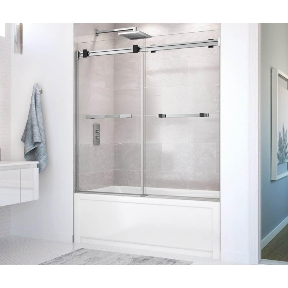 Duel 56-59 x 55 1/2 x 59 in. 8 mm Bypass Tub Door for Alcove Installation with Clear glass in Chro