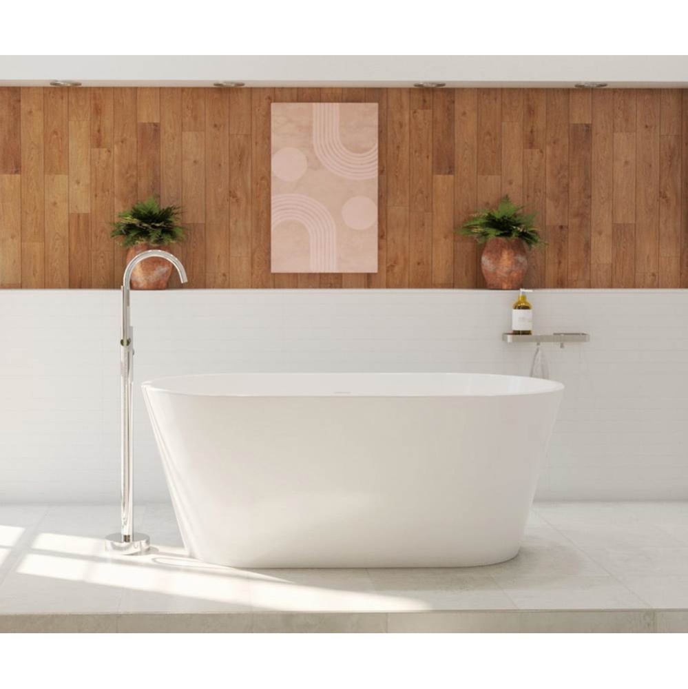 Calinda 60 x 30 Acrylic Freestanding Oval Center Drain Bathtub in White