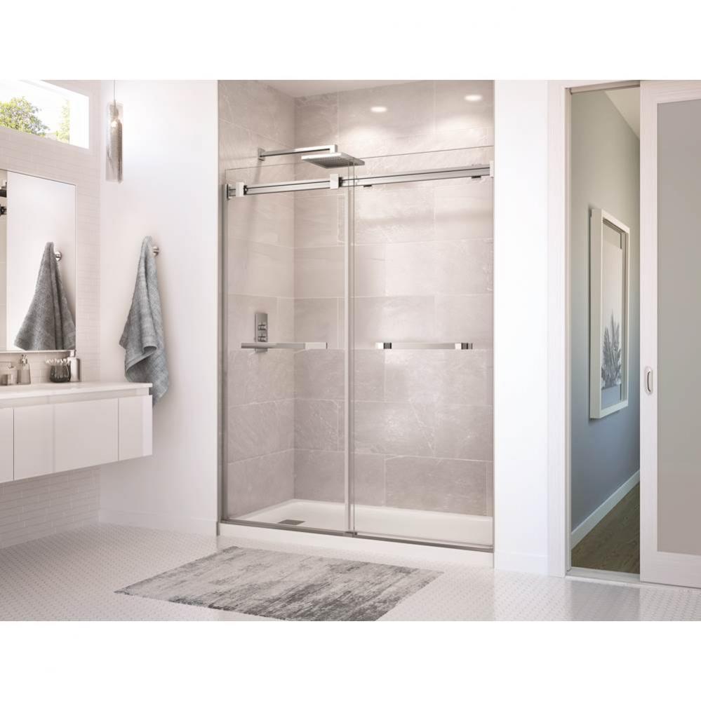 Duel 56-59 in. x 74 in. Bypass Alcove Shower Door with Clear Glass in Brushed Nickel