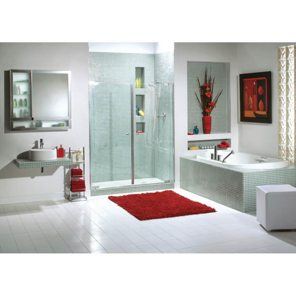 Kleara 2-panel 33.5-36.5 in. x 69 in. Pivot Alcove Shower Door with Clear Glass in Nickel