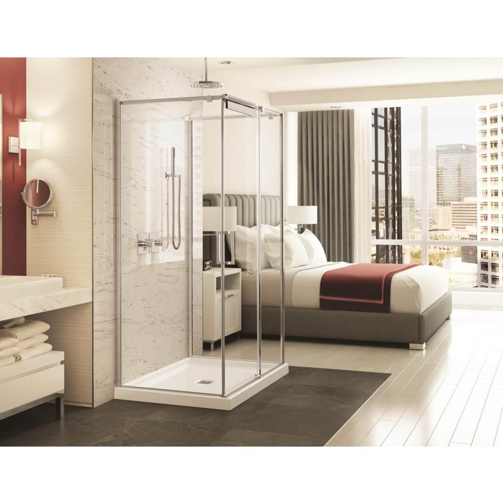 ModulR 60 in. x 78 in. Pivot Wall Mounted Shower Door with Clear Glass in Brushed Nickel