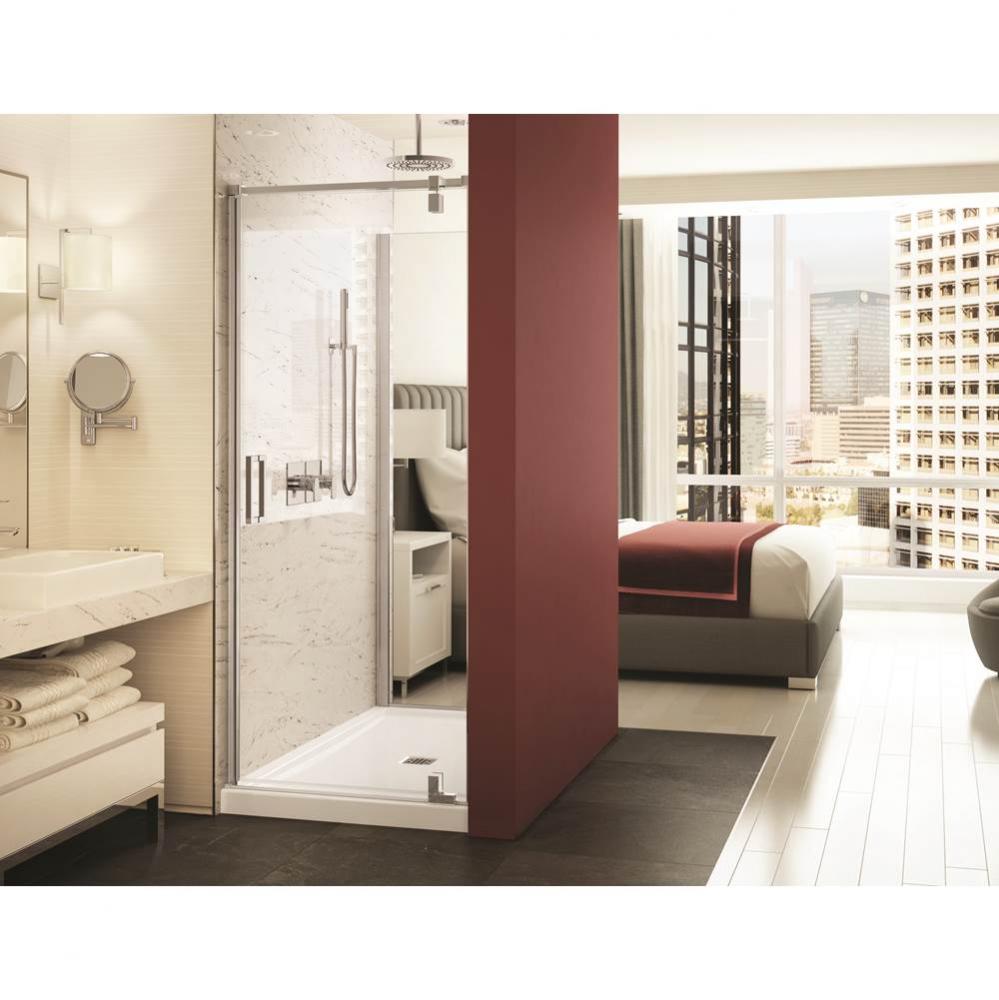 ModulR 36 in. x 78 in. Pivot Tunnel Shower Door with Clear Glass in Brushed Nickel