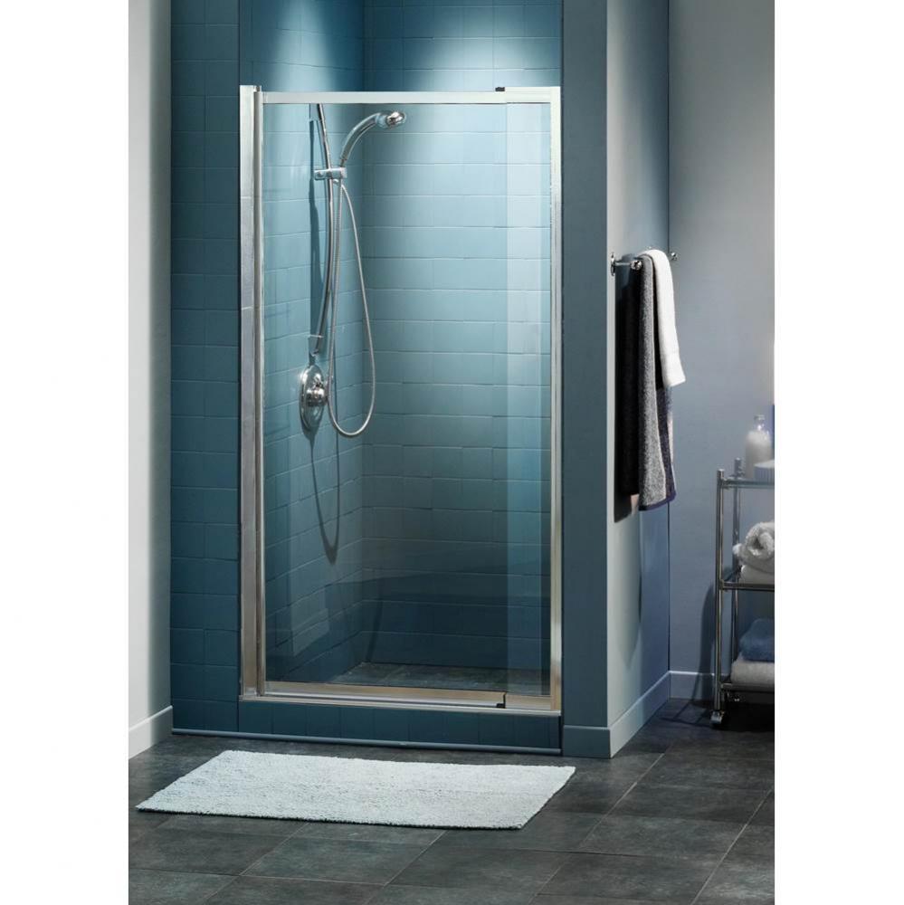 Pivolok Deluxe 28-32.5 in. x 64.5 in. Pivot Alcove Shower Door with Hammer Glass in Chrome