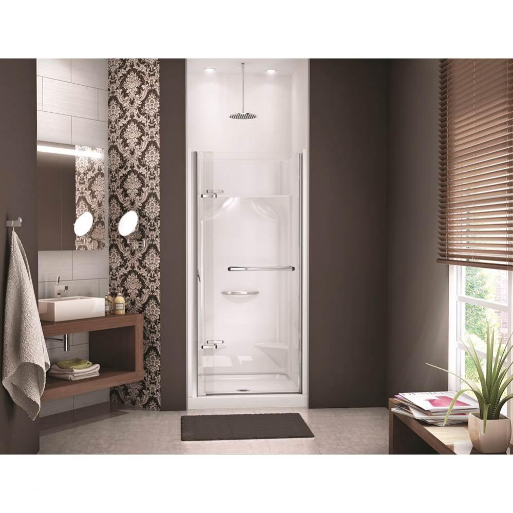 Reveal 32.5-35.5 in. x 71.5 in. Pivot Alcove Shower Door with Clear Glass in Brushed Nickel