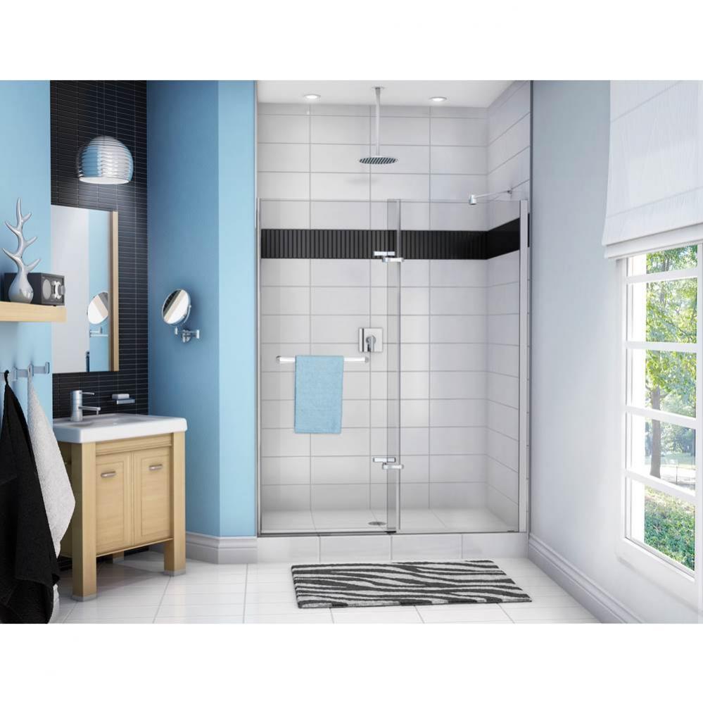 Reveal 44-47 in. x 70.5 in. Pivot Alcove Shower Door with Clear Glass in Brushed Nickel