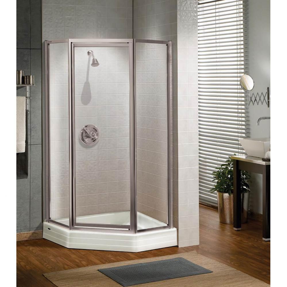 Silhouette Neo-angle 36 in. x 36 in. x 70 in. Pivot Corner Shower Door with Raindrop Glass in Chro