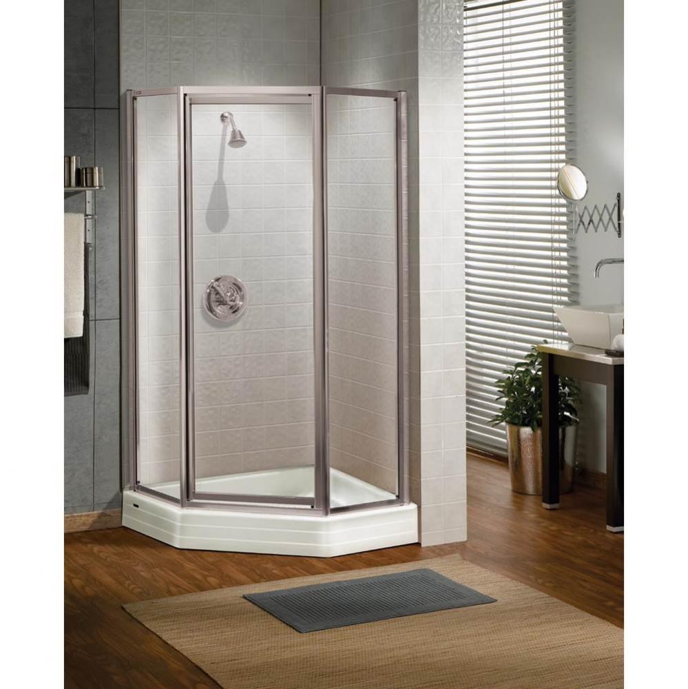 Silhouette Neo-angle 38 in. x 38 in. x 70 in. Pivot Corner Shower Door with Raindrop Glass in Chro