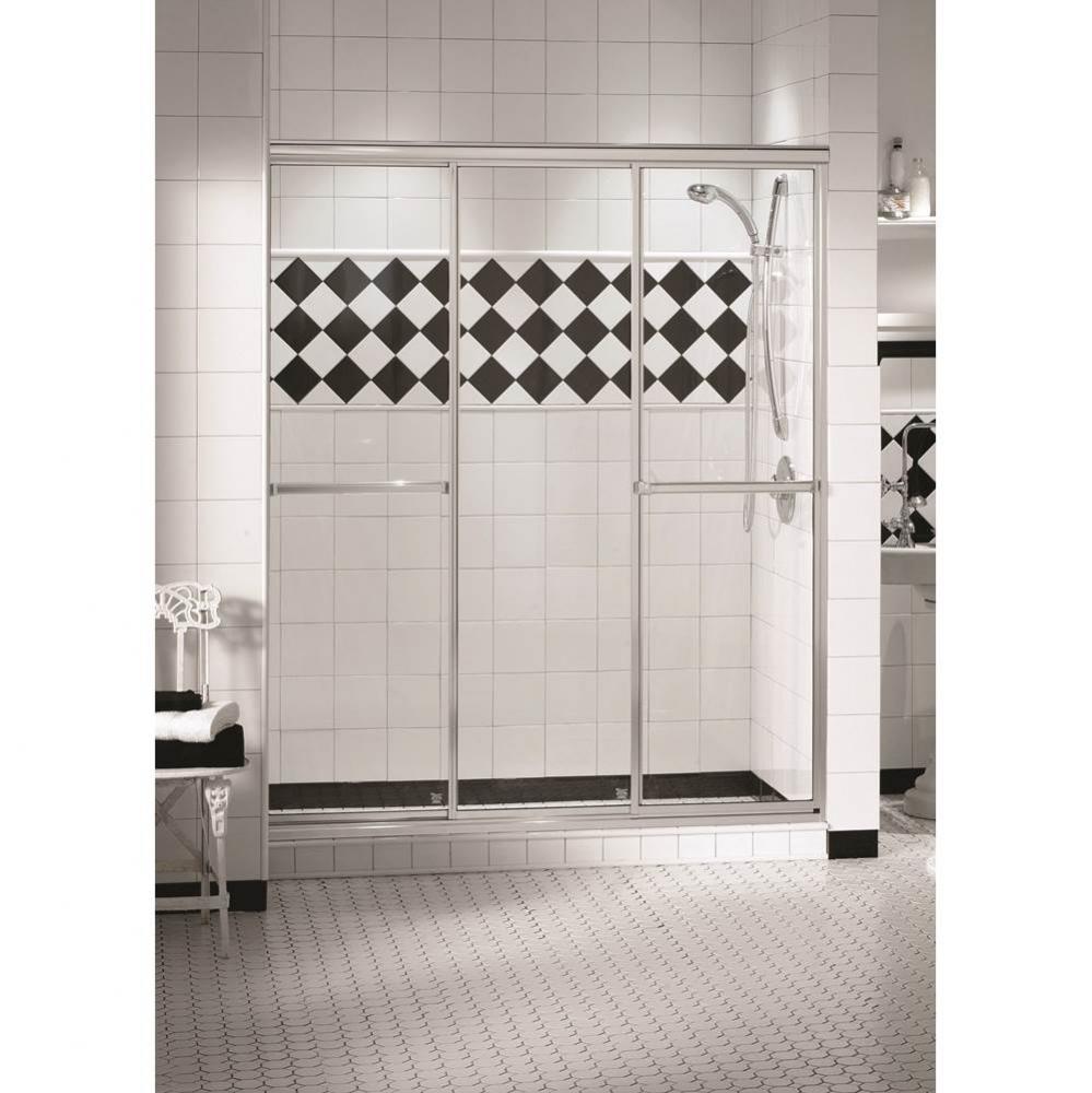 Triple Plus 41-43 in. x 69 in. Bypass Alcove Shower Door with Hammer Glass in Chrome