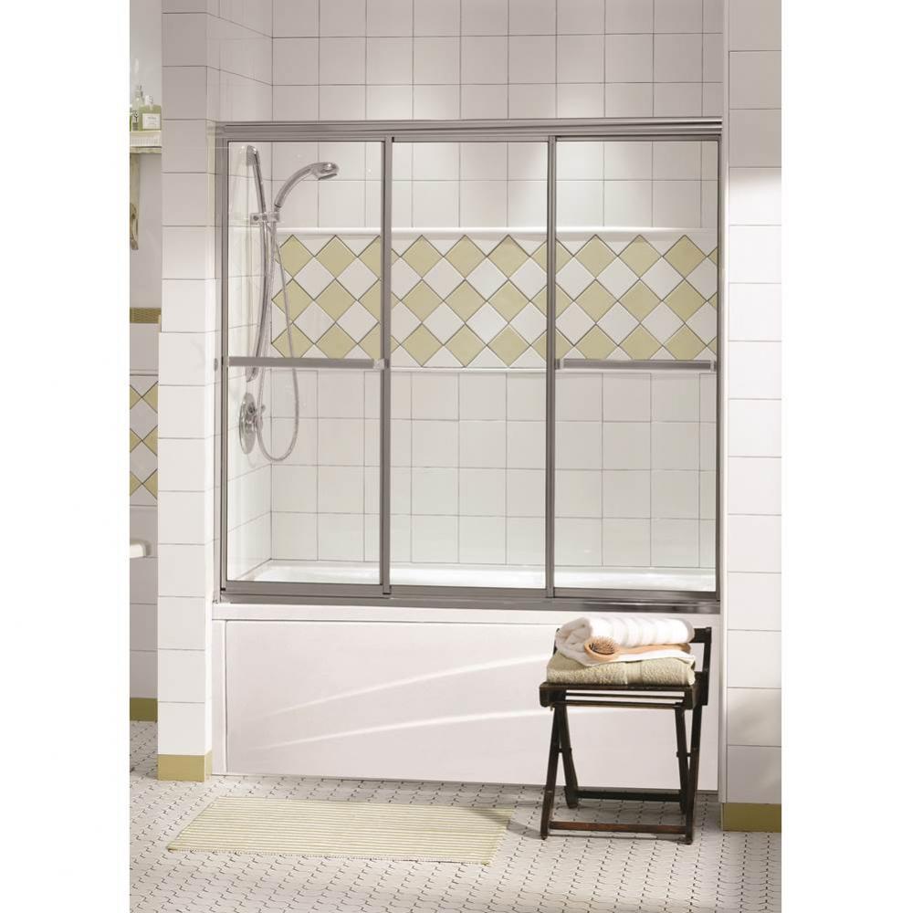 Triple Plus 50.5-52.5 in. x 56 in. Bypass Tub Door with Raindrop Glass in Chrome