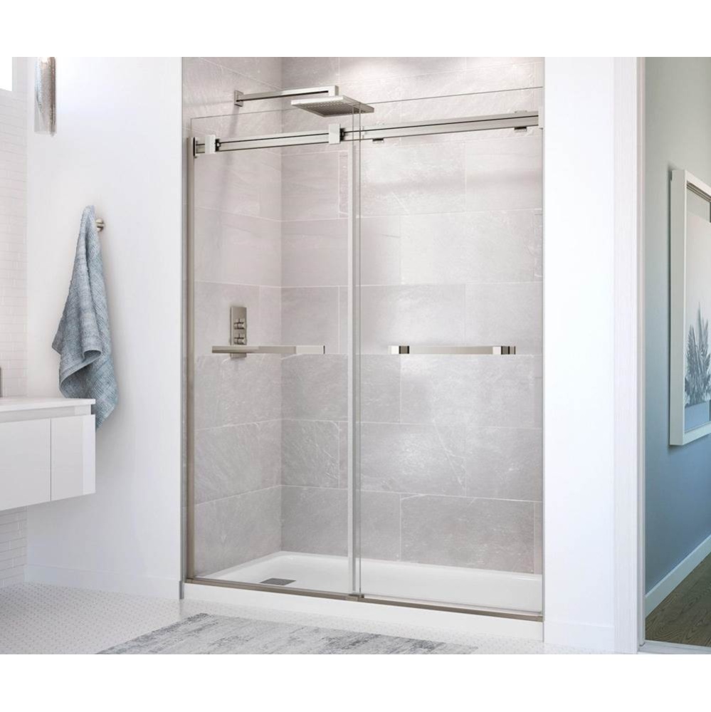 Duel 56-58.5 x 70.5-74 in. 8mm Bypass Shower Door for Alcove Installation with Clear glass in Brus