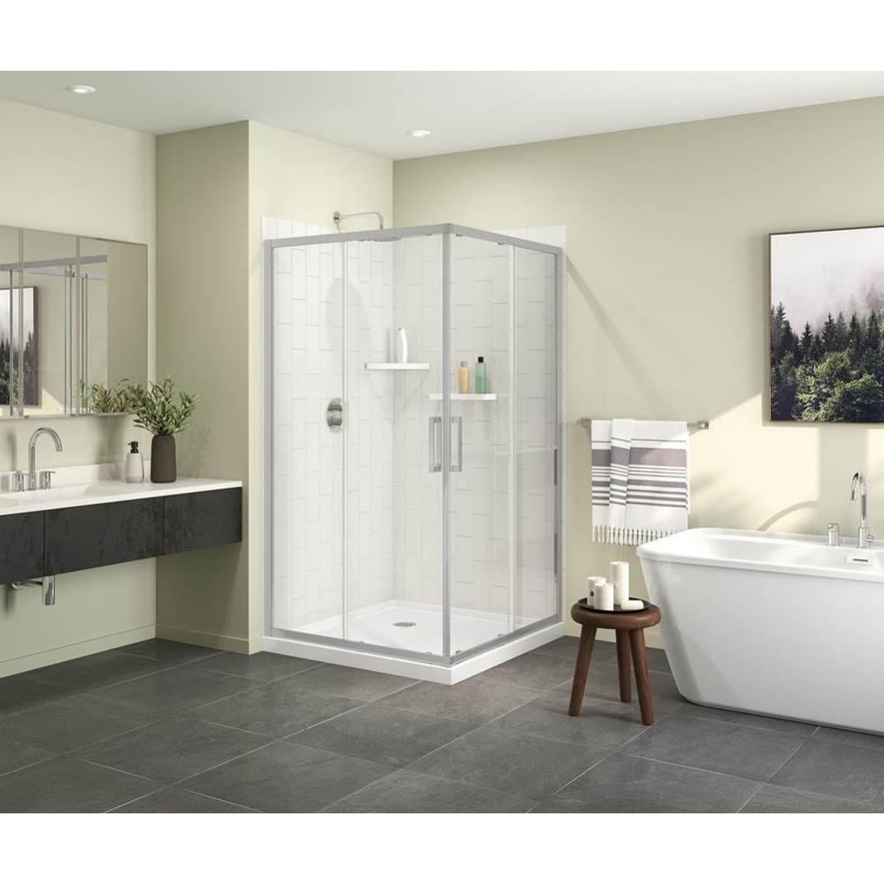 Radia Square 42 x 42 x 71 1/2 in. 6 mm Sliding Shower Door for Corner Installation with Clear Glas