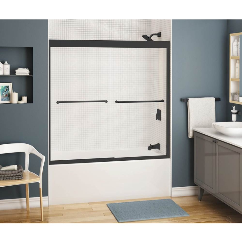 Kameleon 55-59 x 57 in. 6 mm Bypass Tub Door for Alcove Installation with Clear glass in Matte Bla