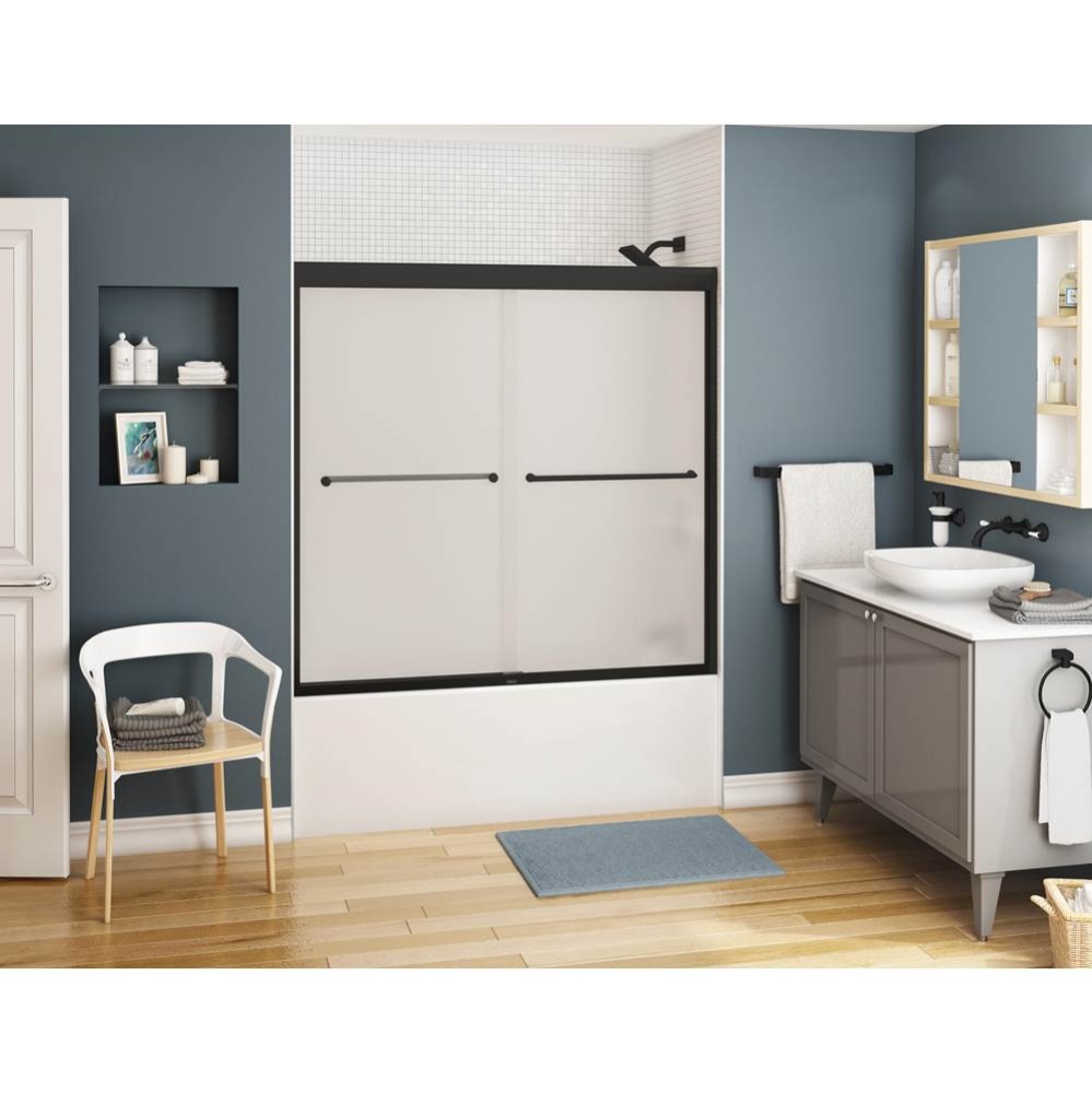 Kameleon 55-59 x 57 in. 6 mm Bypass Tub Door for Alcove Installation with Frost glass in Matte Bla