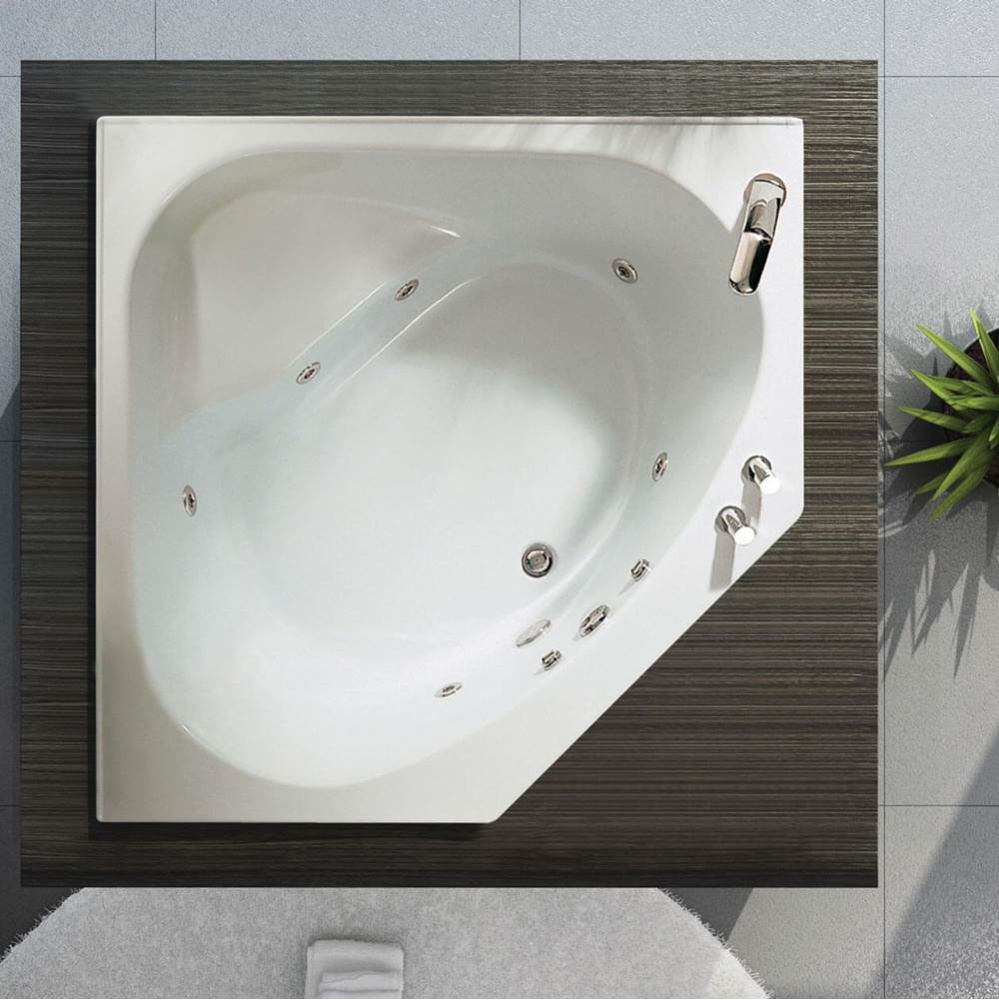 Tandem 54.125 in. x 54.125 in. Corner Bathtub with Whirlpool System Without tiling flange, Center