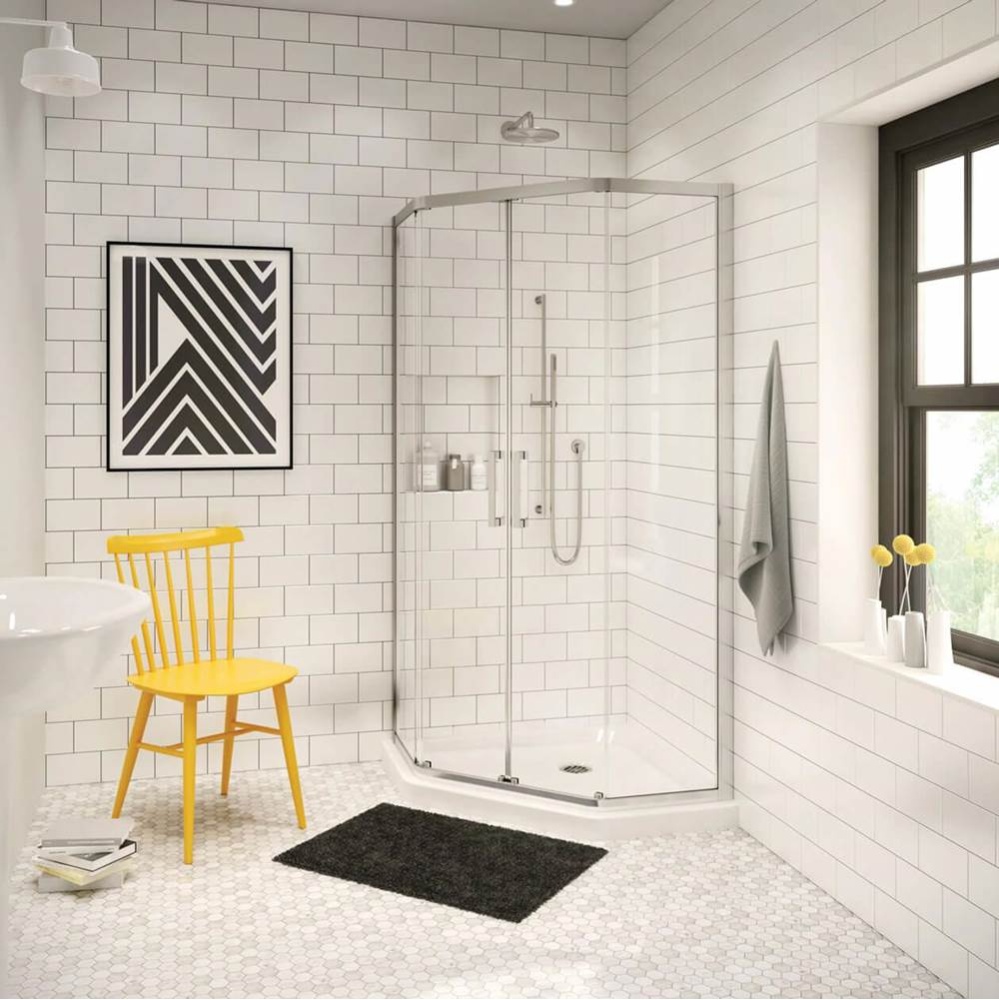 Neo-Angle Base 40 3 in. 40 x 40 Acrylic Corner Left or Right Shower Base with Corner Drain in Whit