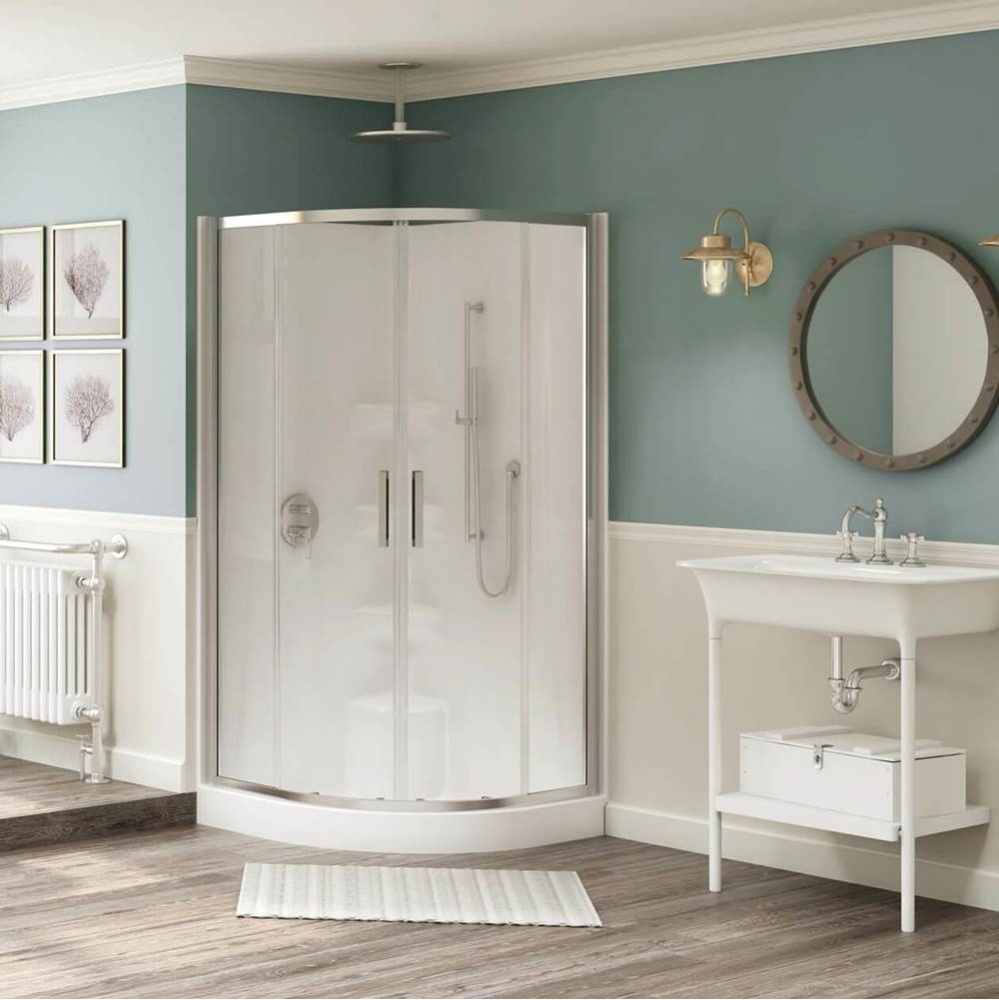 Novello II 37 in. x 37 in. x 77.5 in. 1-piece Shower with No Seat, Center Drain in White