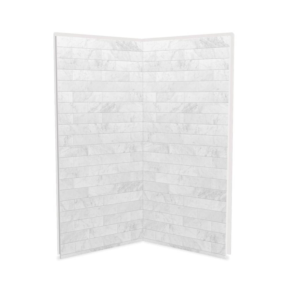 Utile 3636 Composite Direct-to-Stud Two-Piece Corner Shower Wall Kit in Marble Carrara